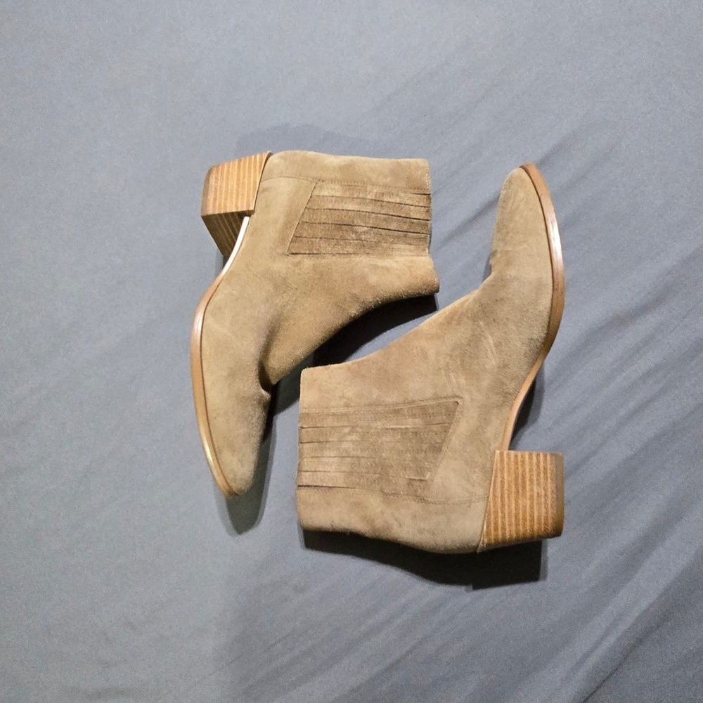 Rag & Bone rover Suede Ankle Boots Women 39 / 8.5 Tan Pleated Block Heel Booties